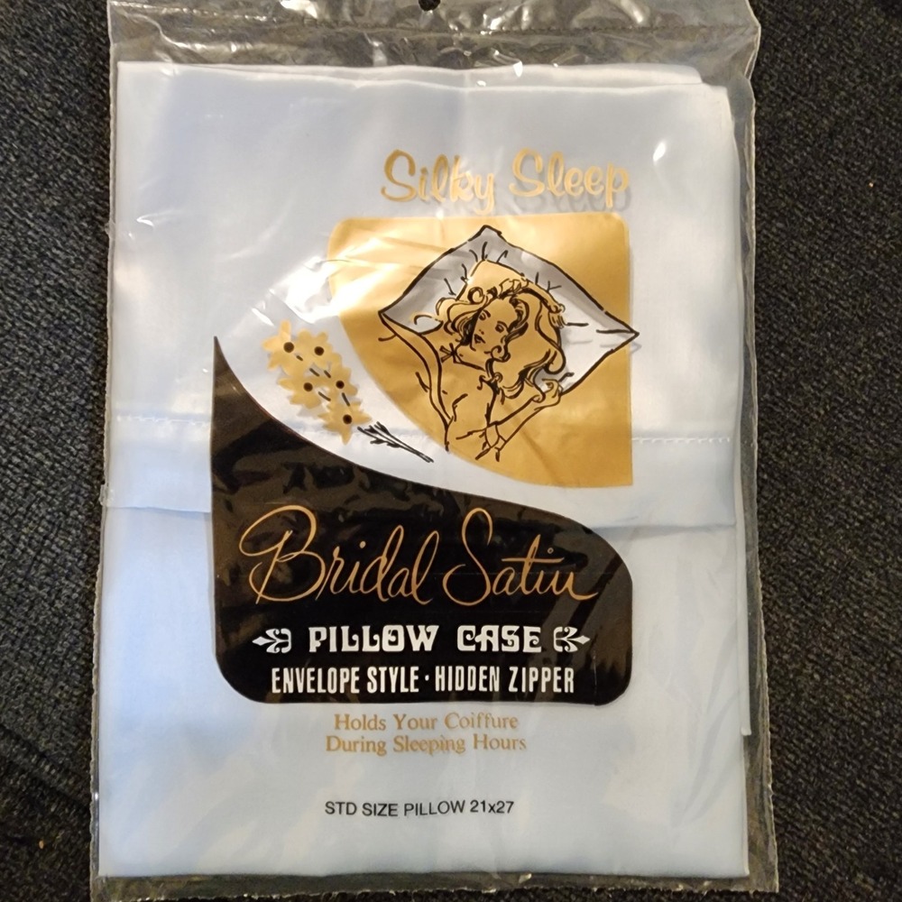 Vintage Silky Sleep Bridal Satin Pillow Case Envelope Hidden Zipper 21"x27" New!